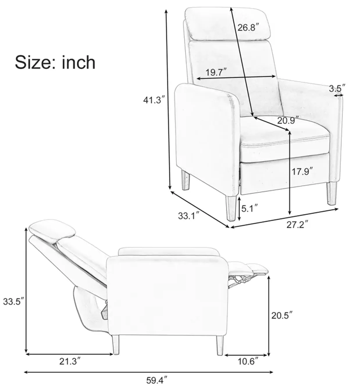 Merax Modern Artistic Adjustable Recliner Chair Home Chair