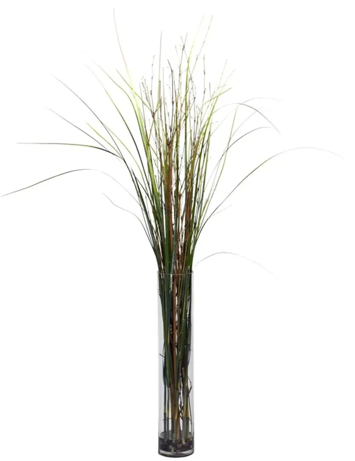 Nearly Natural Grass & Bamboo w/Cylinder Silk Plant