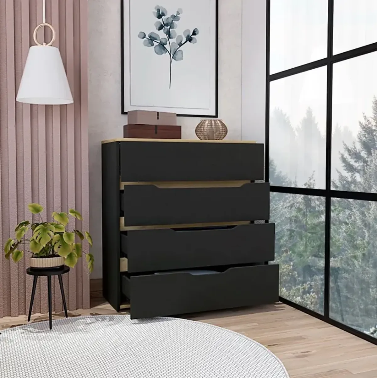 Dresser Oboe, Bedroom, Black / Light Oak