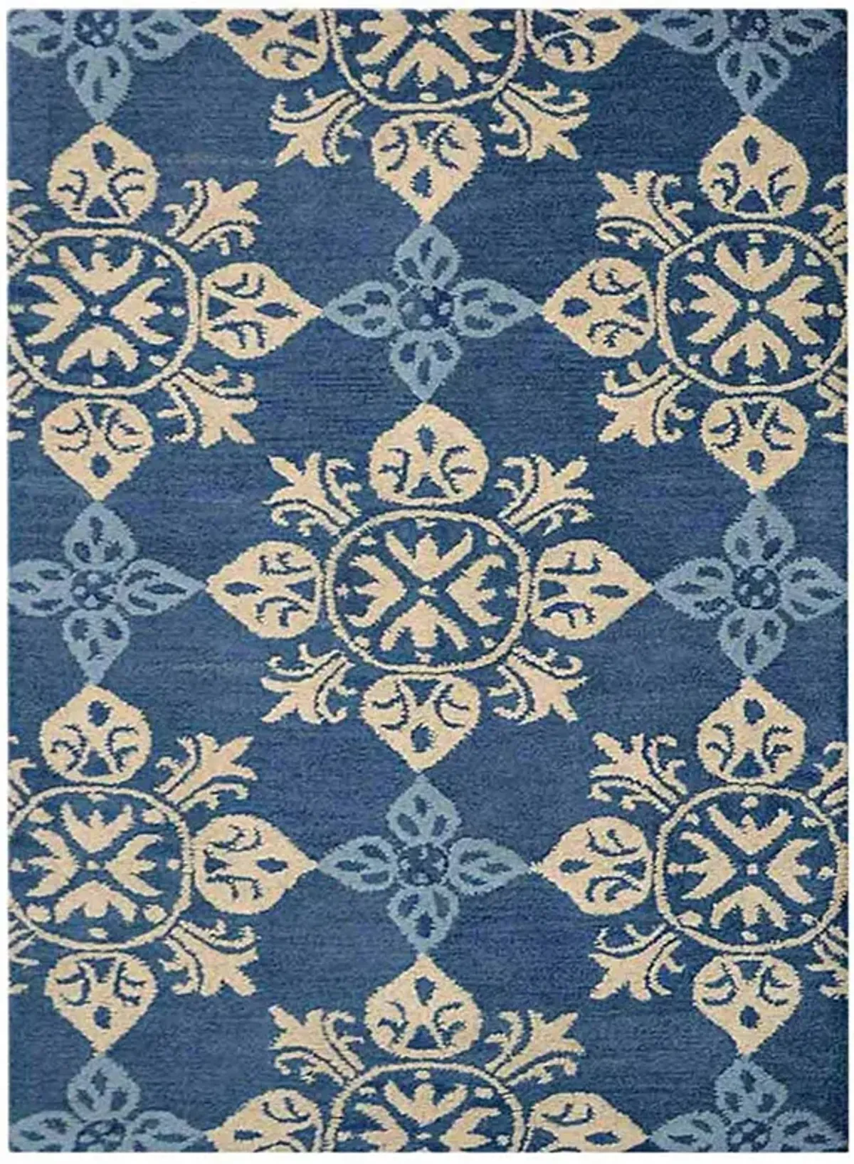 RUGSOTIC CARPETS HAND TUFTED WOOL ECO-FRIENDLY AREA RUGS  - 5'x8', Rectangle Shape, Blue, Floral Modern Design, High Pile Thick Handmade Anti Skid Area Rugs for Living Room, Bed Room (K00661)