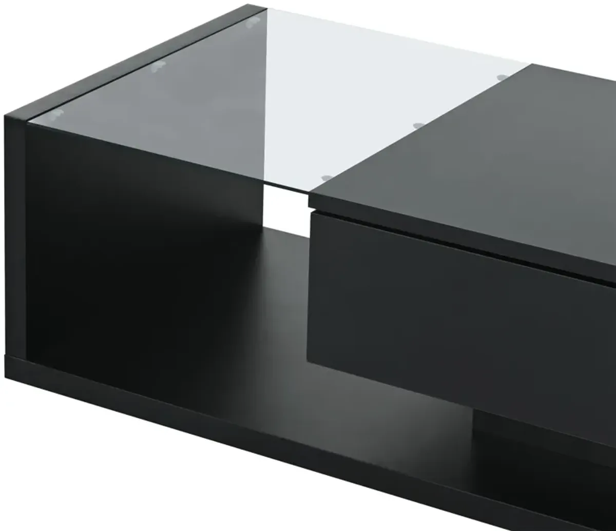 Merax Modern Coffee Table with Tempered Glass