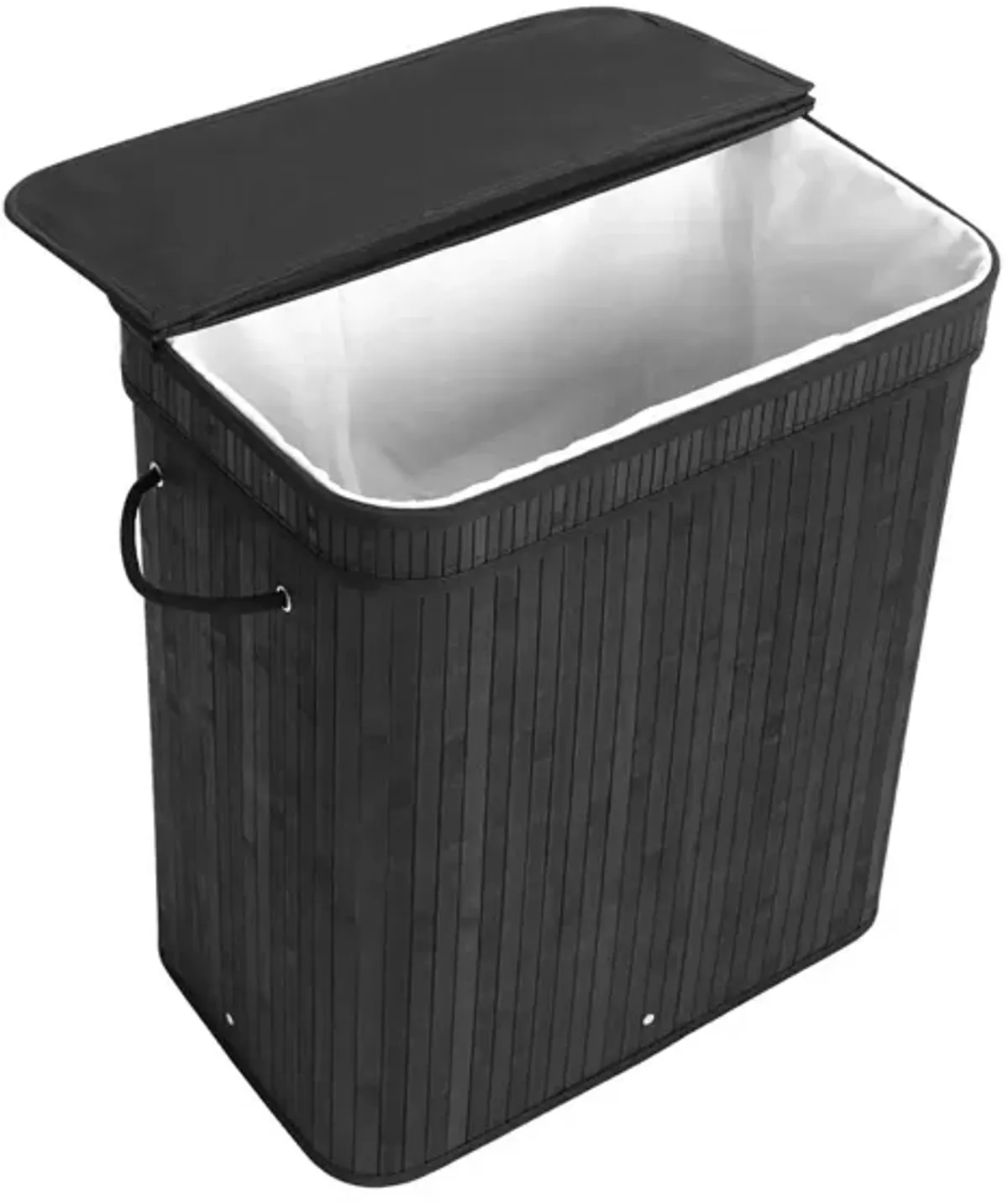 Bamboo Laundry Hamper 100L Dirty Clothes Storage Basket with Lid Liner and Handles Rectangular