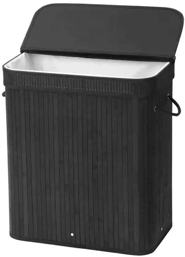 Bamboo Laundry Hamper 100L Dirty Clothes Storage Basket with Lid Liner and Handles Rectangular