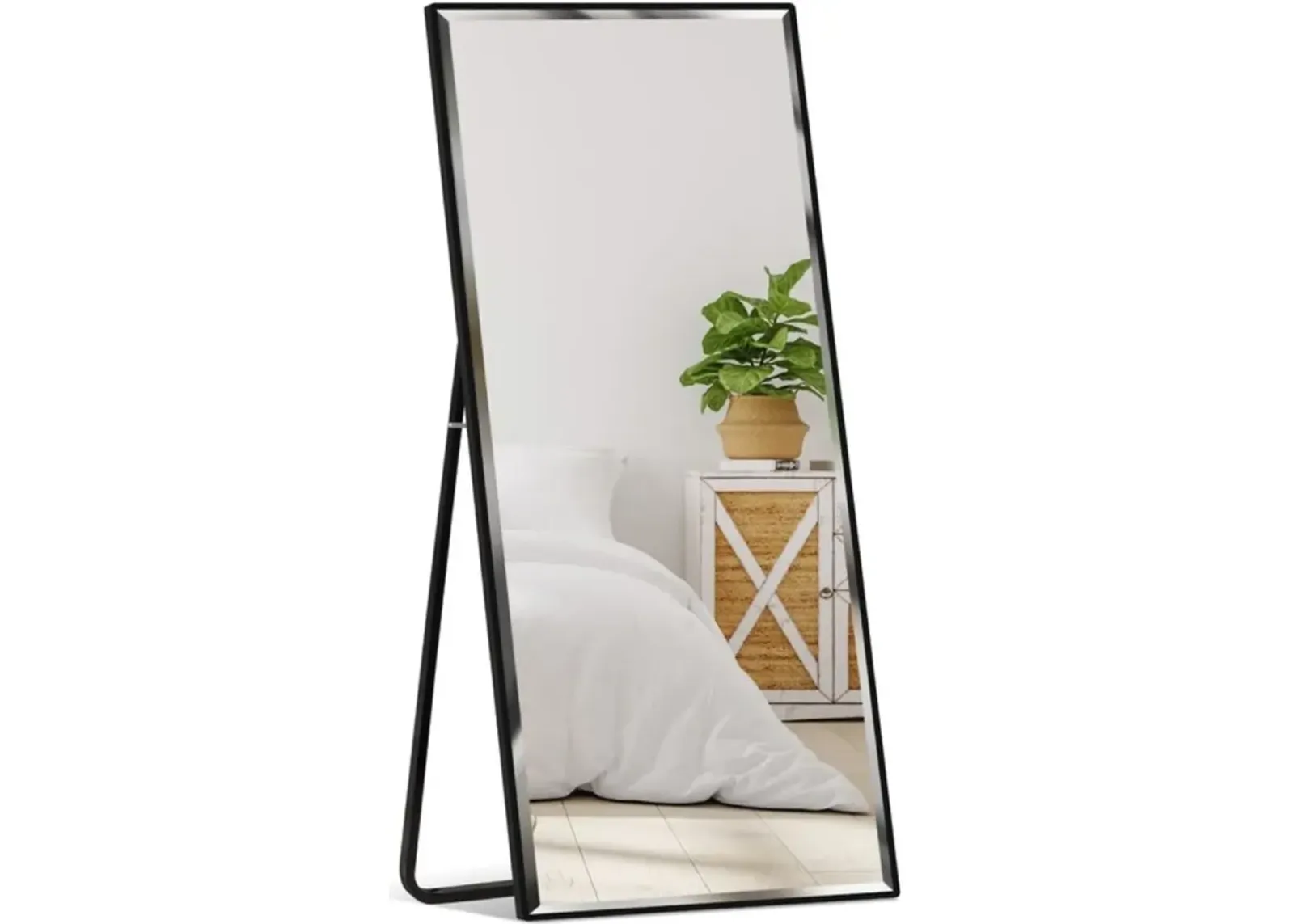 QuikFurn Black Large Full Length Leaning Wall or Hanging Mirror