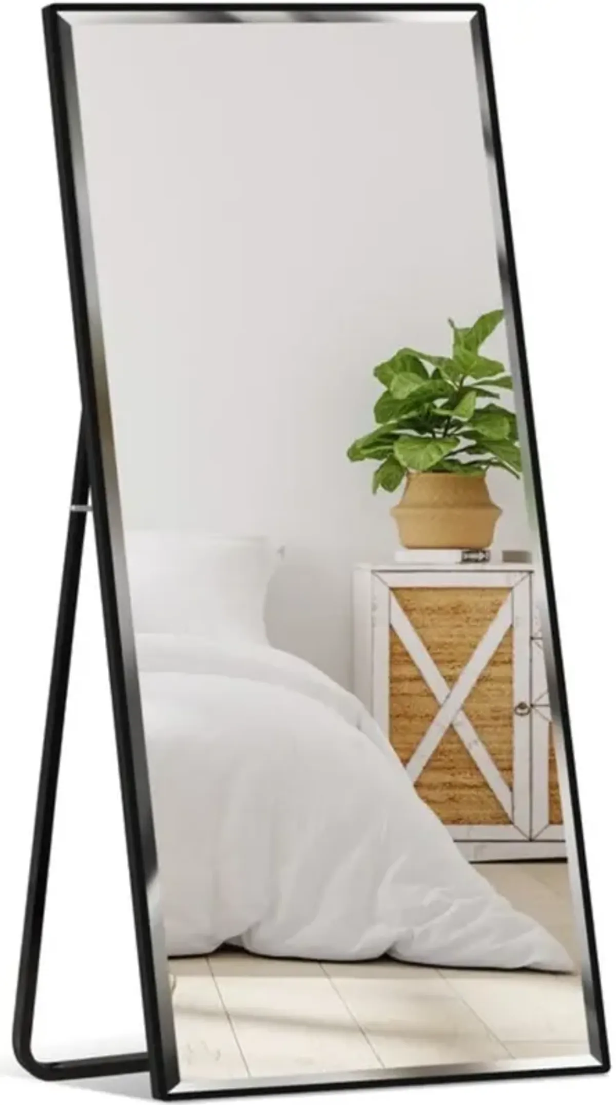 QuikFurn Black Large Full Length Leaning Wall or Hanging Mirror