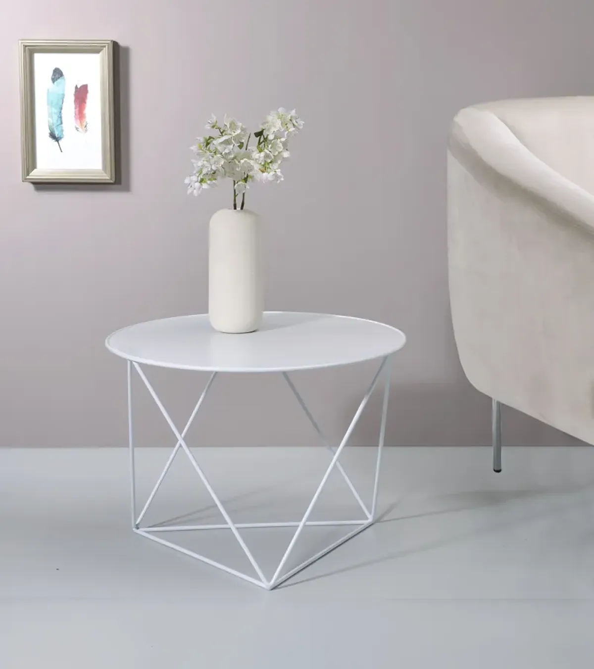 ACME Epidia Accent Table, White Finish