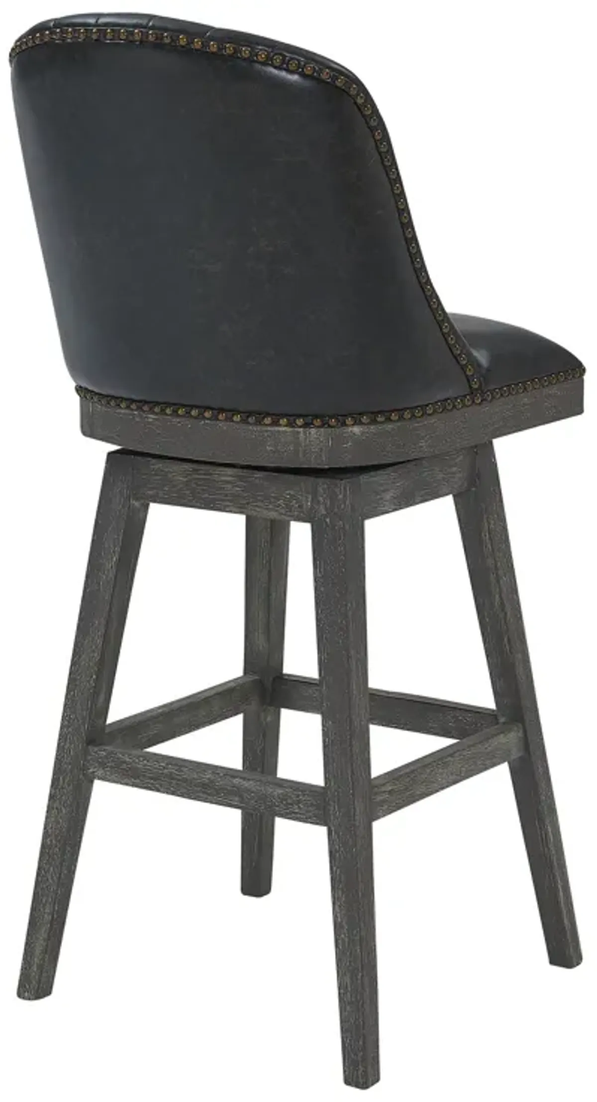 Journey Bar Height Swivel Brown Onyx Faux Leather and American Grey Wood Bar Stool