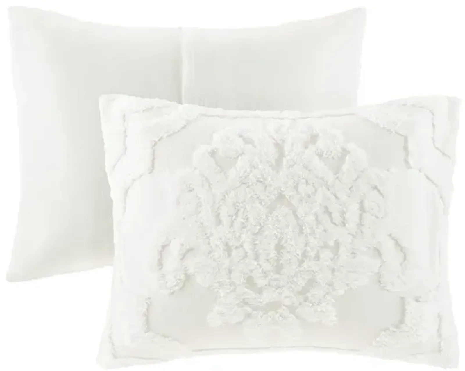 Gracie Mills Fitzpatrick 3 piece Tufted Cotton Chenille Damask Comforter Set