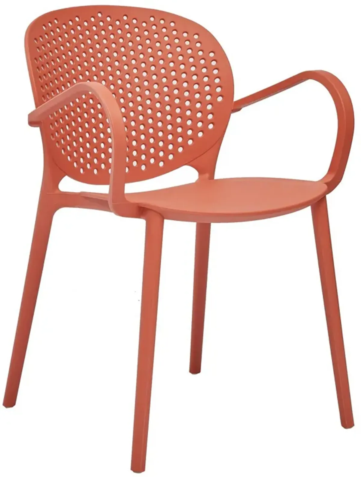 Feni 22 Inch Side Dining Armchair Set of 4, Indoor Outdoor, Orange Finish - Benzara