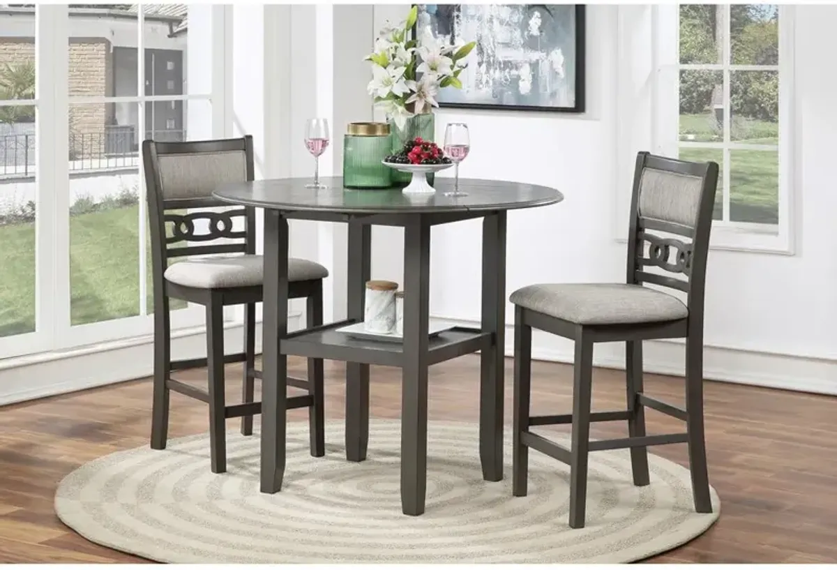 New Classic Furniture Furniture Gia Solid Wood Counter Drop Leaf Table 2 Chairs in Gray