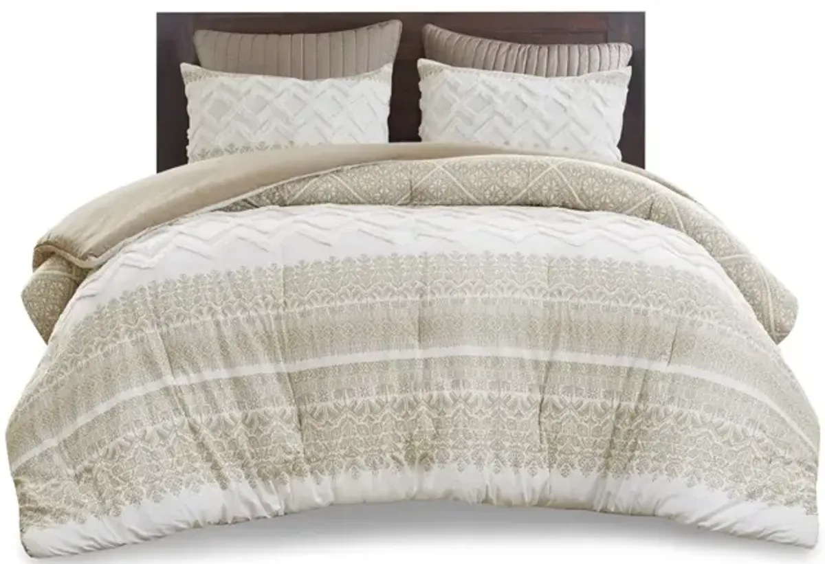 Gracie Mills Robbins 3-Piece Cotton Comforter Set with Chenille Tufting