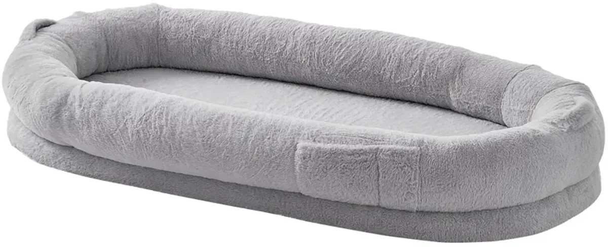 Oversized Human Dog Bed with Soft Faux Rabbit Fur and Removable Washable Cover