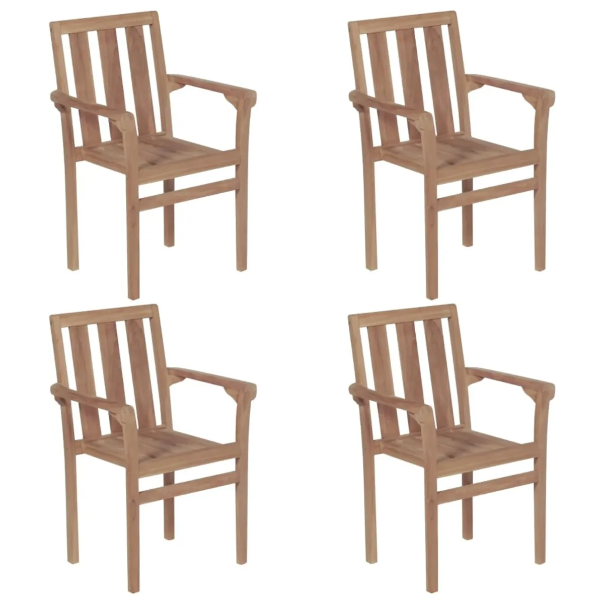 vidaXL Stackable Garden Chairs with Cushions 4 pcs Solid Teak Wood