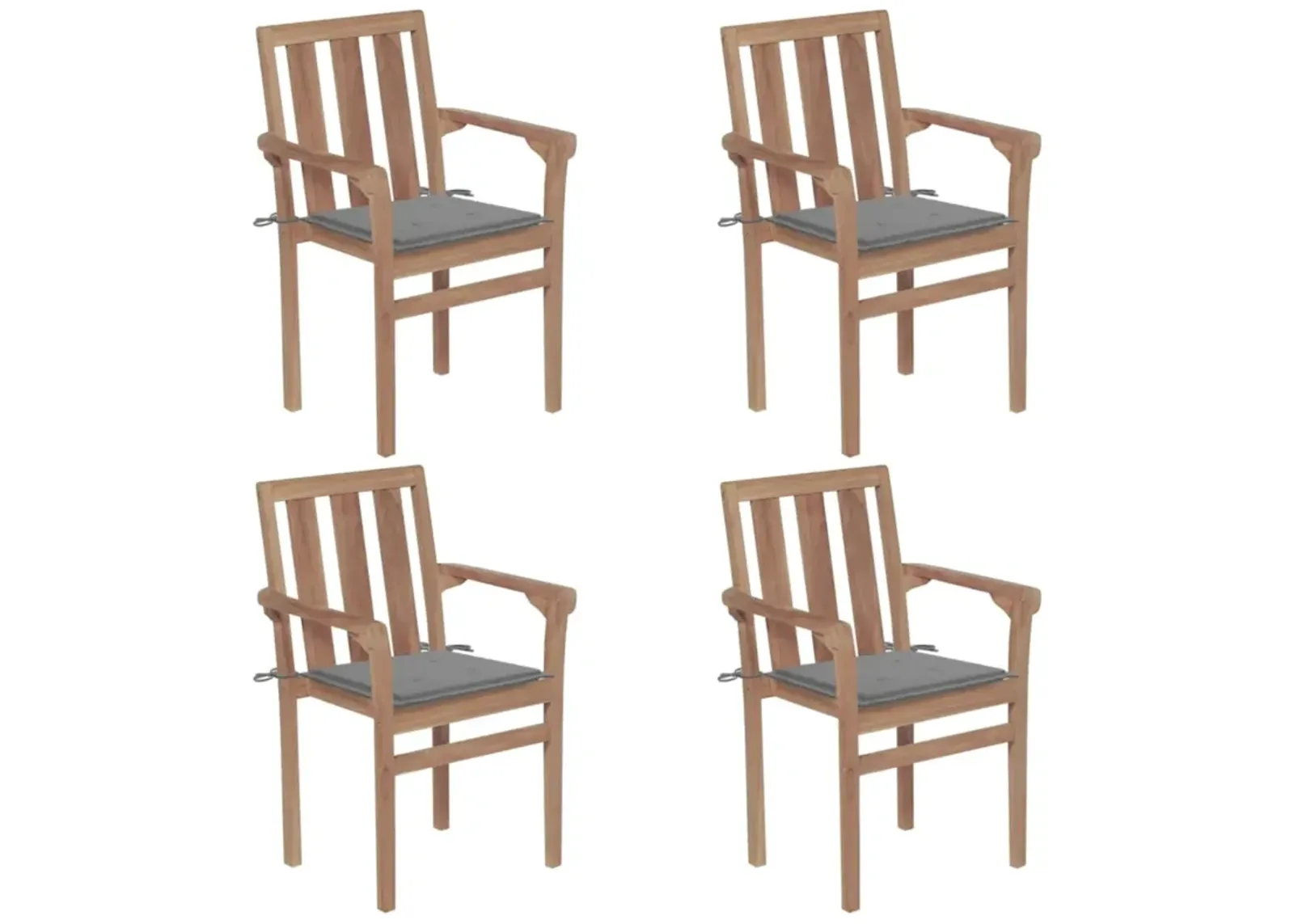 vidaXL Stackable Garden Chairs with Cushions 4 pcs Solid Teak Wood