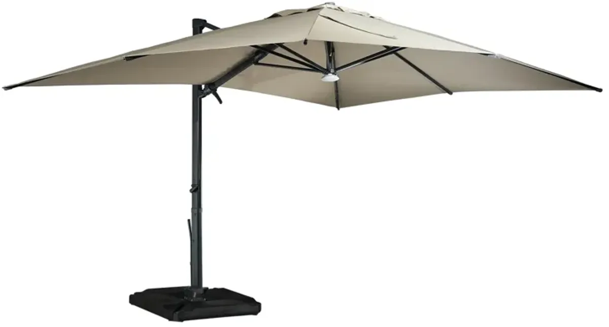 10x13 ft. 360° Rotation Cantilever Patio Umbrella with BaseandBT in Taupe