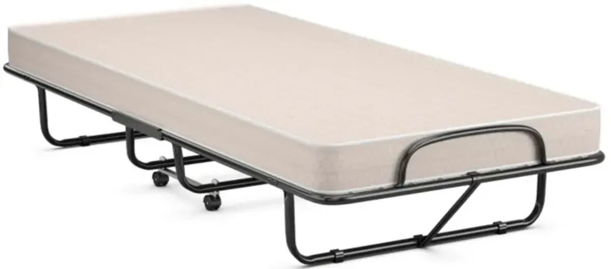 Hivvago Rollaway Guest Bed with Sturdy Steel Frame and Memory Foam Mattress Made in Italy