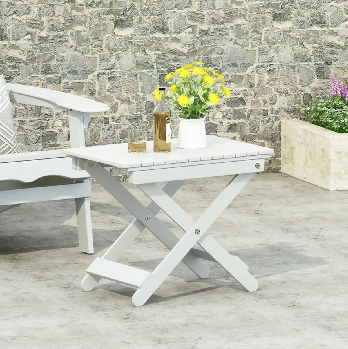 Merax Outdoor Folding Wooden Side Table