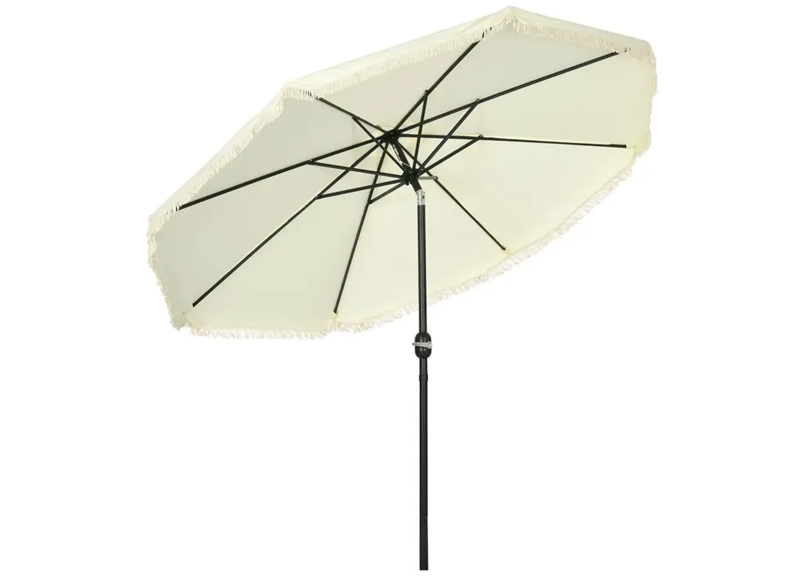 Garden Sun Shade: 9ft Patio Umbrella with Fringed Tassels & 8 Ribs