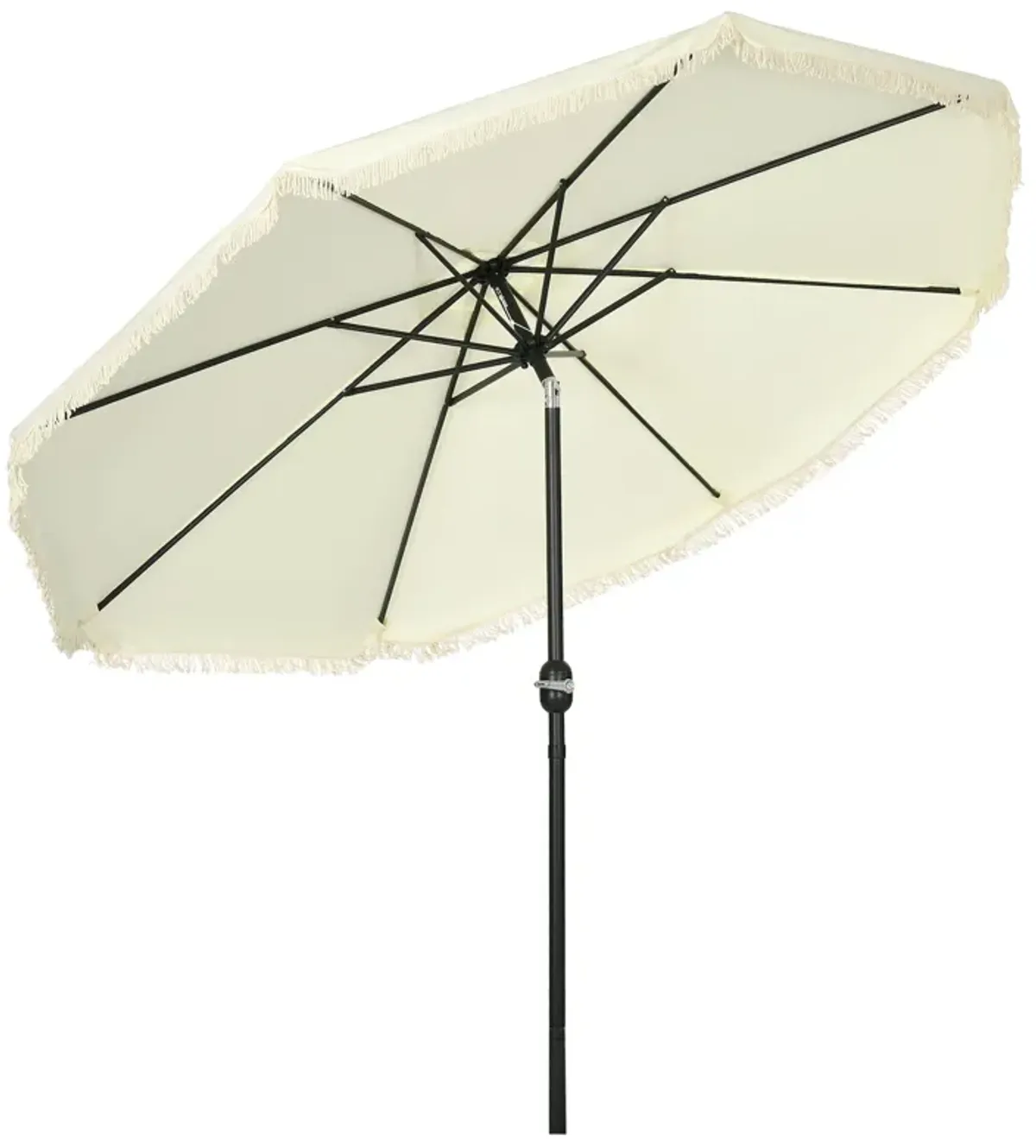 Garden Sun Shade: 9ft Patio Umbrella with Fringed Tassels & 8 Ribs