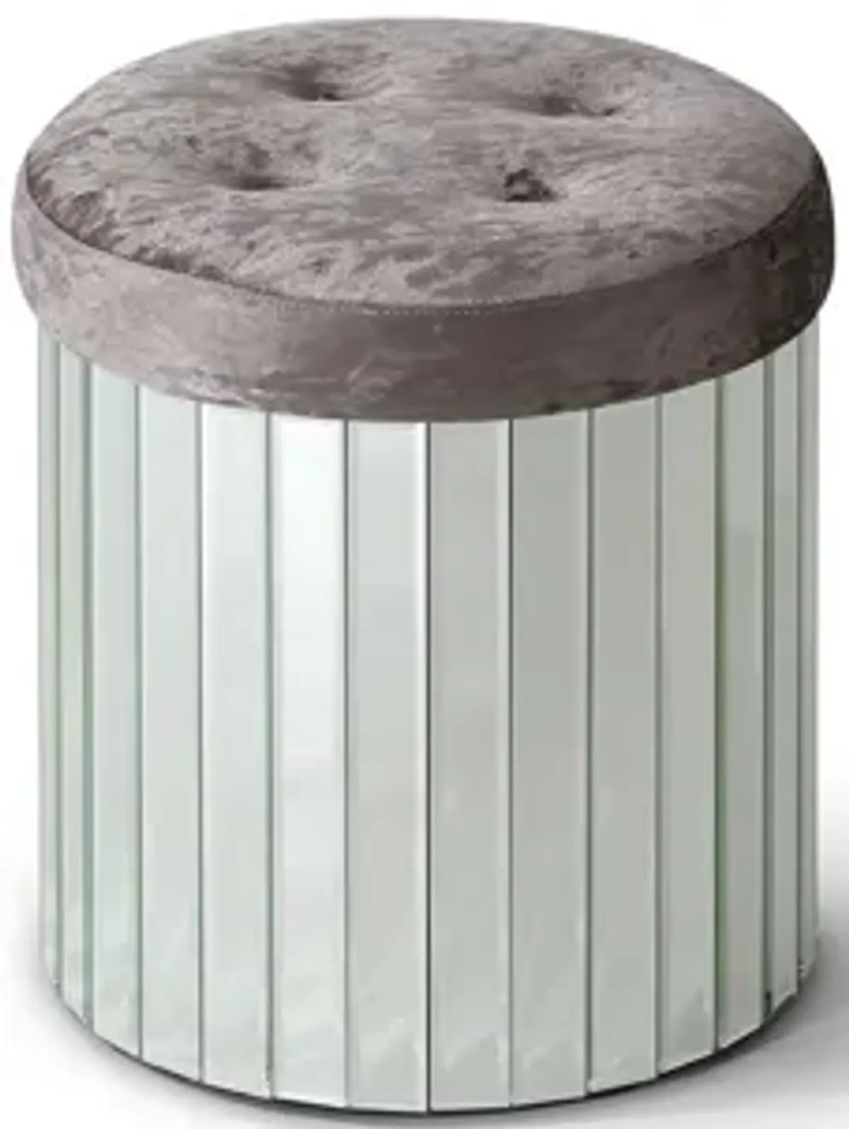 Decor Brownish Gray Round Velvet Upholstered Ottoman