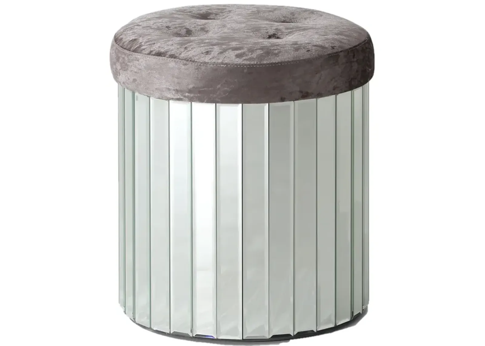 Decor Brownish Gray Round Velvet Upholstered Ottoman