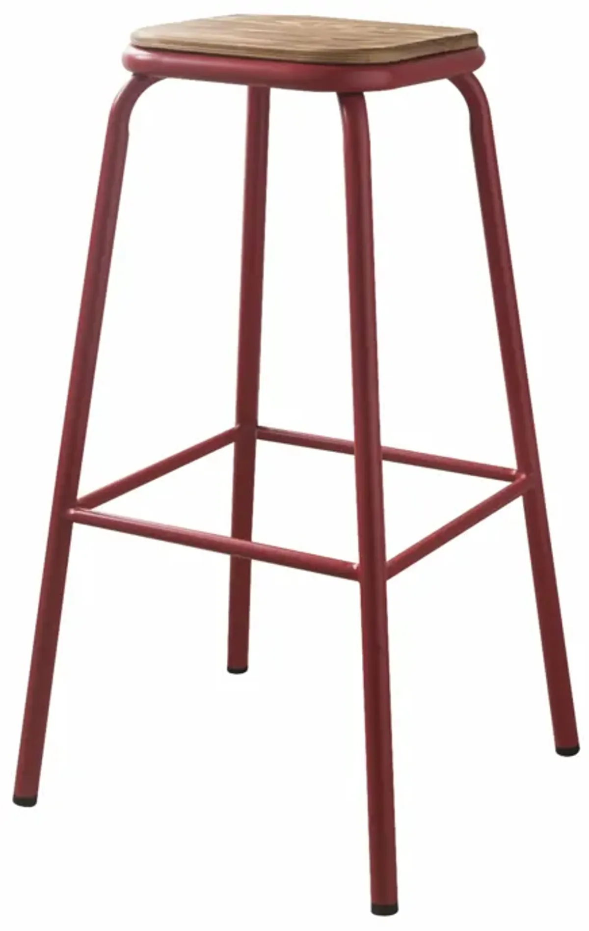 Set Of 2 30" Red And Natural Backless Stools