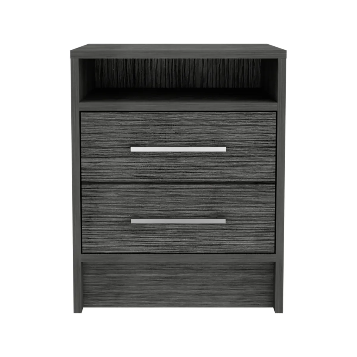 Eter Nightstand, Superior Top, Two Drawers -Smokey Oak