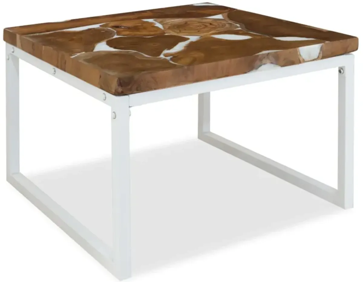 vidaXL Coffee Table Teak Resin 23.6"x23.6"x15.7"