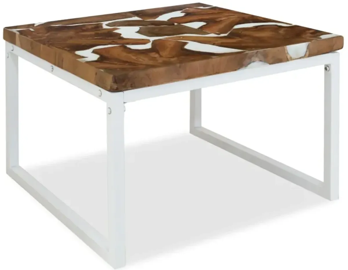 vidaXL Coffee Table Teak Resin 23.6"x23.6"x15.7"