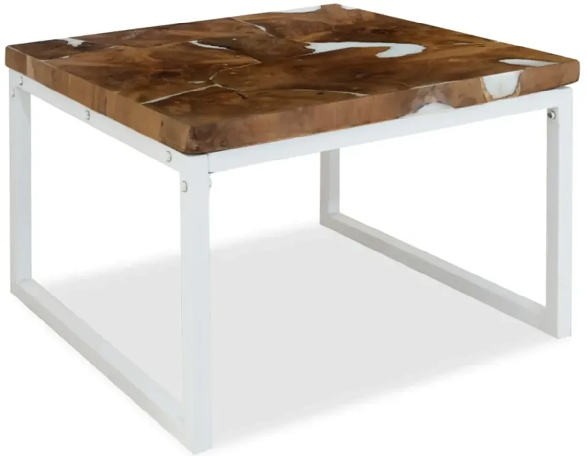 vidaXL Coffee Table Teak Resin 23.6"x23.6"x15.7"