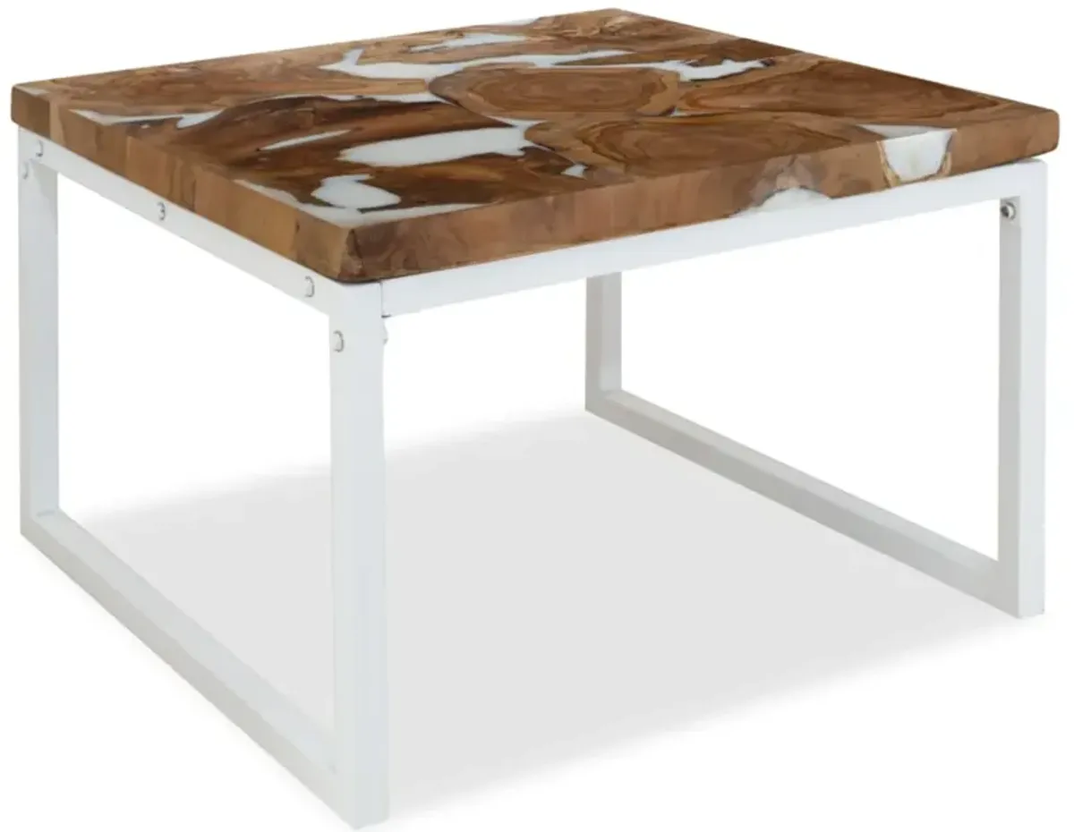 vidaXL Coffee Table Teak Resin 23.6"x23.6"x15.7"