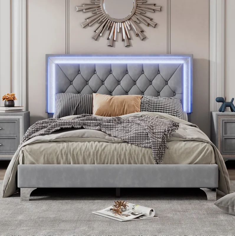 Merax Modern Velvet Platform Bed