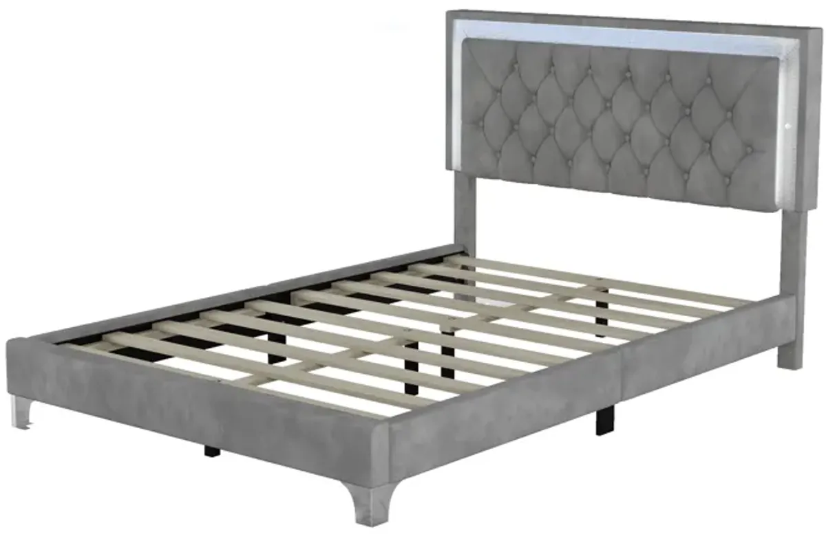 Merax Modern Velvet Platform Bed