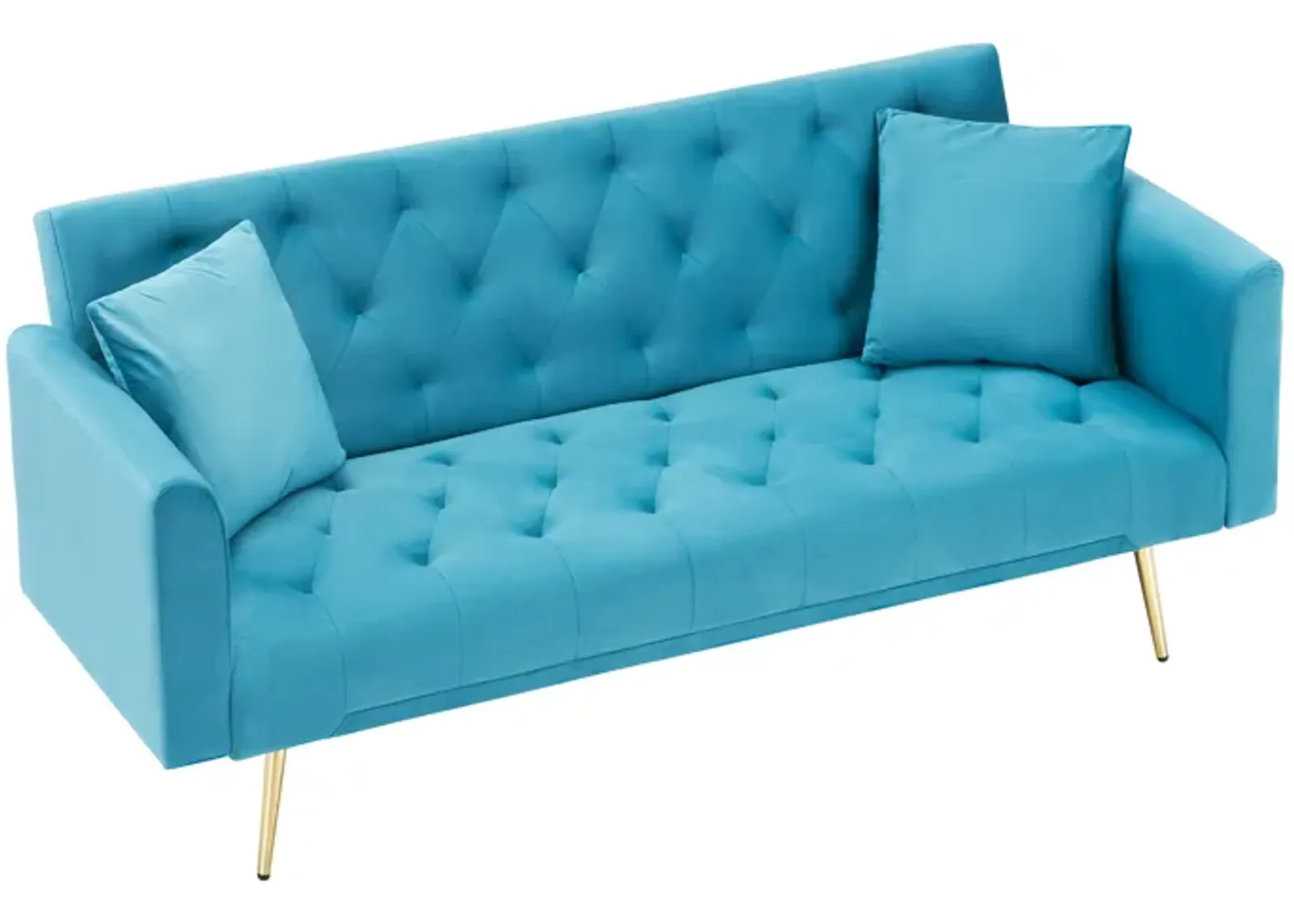 Merax Velvet Fabric Convertible Loveseat Sofa