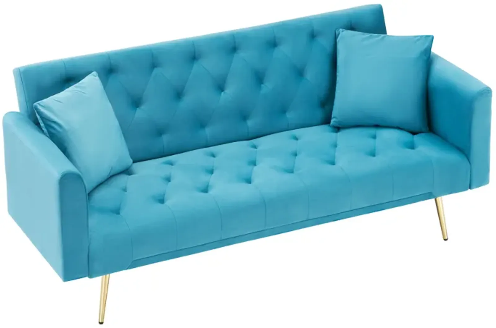 Merax Velvet Fabric Convertible Loveseat Sofa