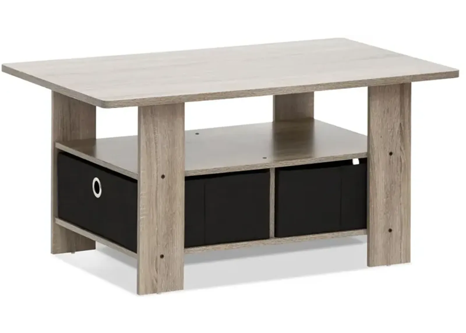 Coffee Table w/Bin Drawer, French Oak Grey/Black