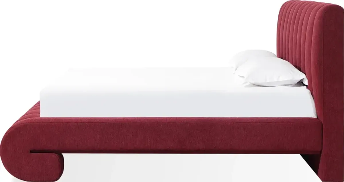 Savage Queen-size Maximalist Upholstered Bed in Ruby Chenille