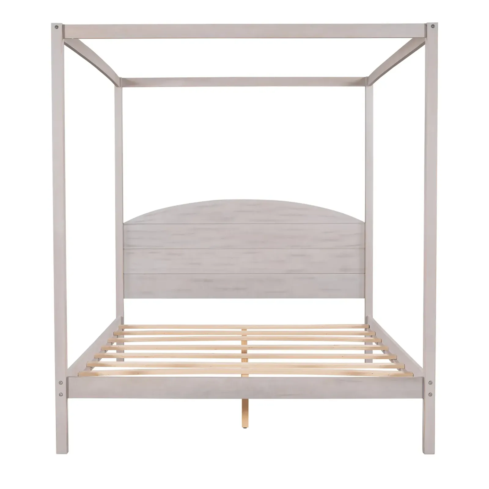 Queen Size Canopy Platform Bed with Headboard and Support Legs