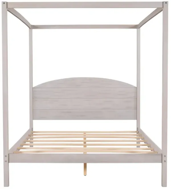 Queen Size Canopy Platform Bed with Headboard and Support Legs
