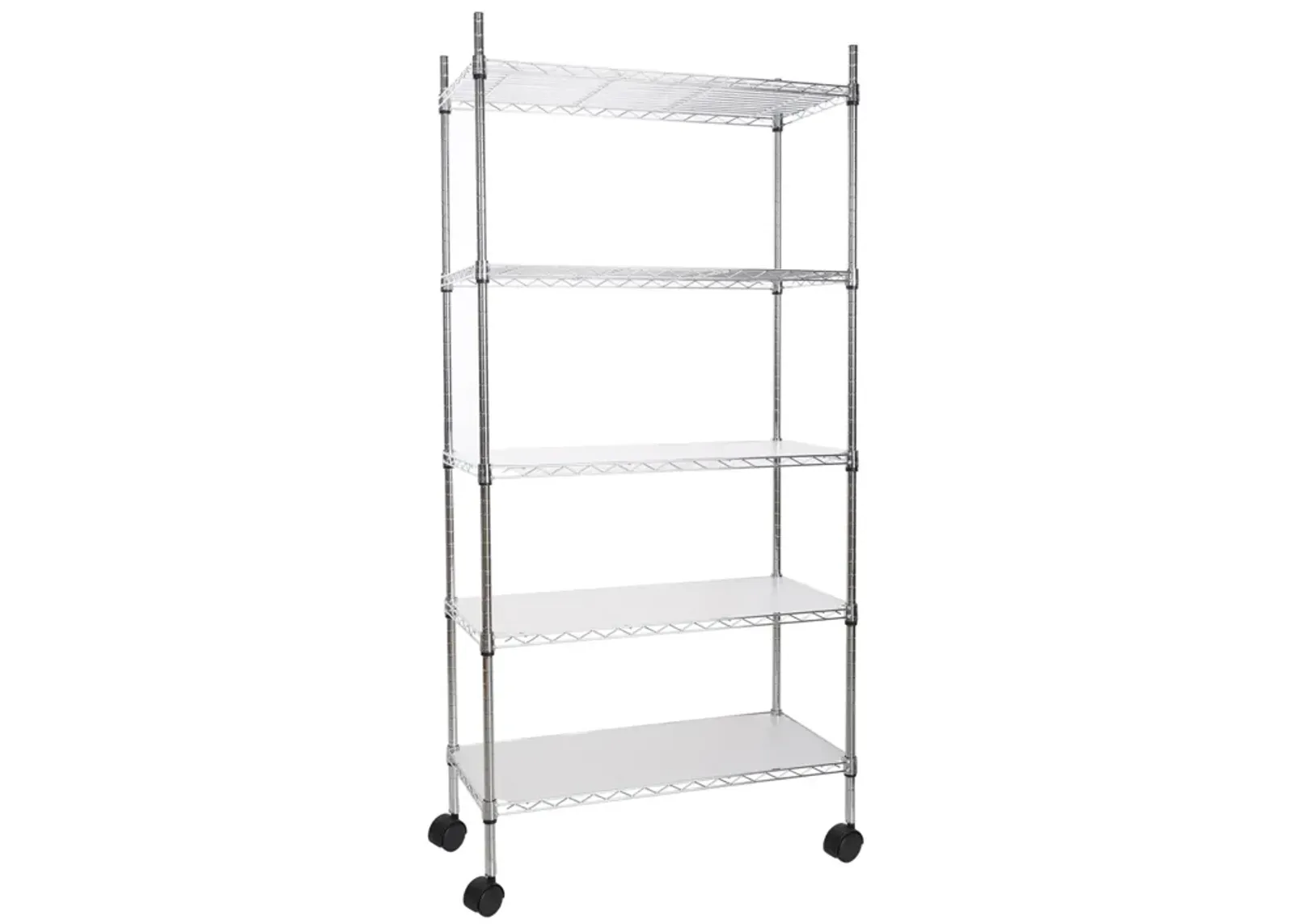 5 Tier Shelf Wire Shelving Unit, NSF Heavy Duty Wire Shelf Metal Large Storage Shelves Height Adjustable Utility for Garage Kitchen Office Commercial Shelving Steel Layer Shelf - Chrome