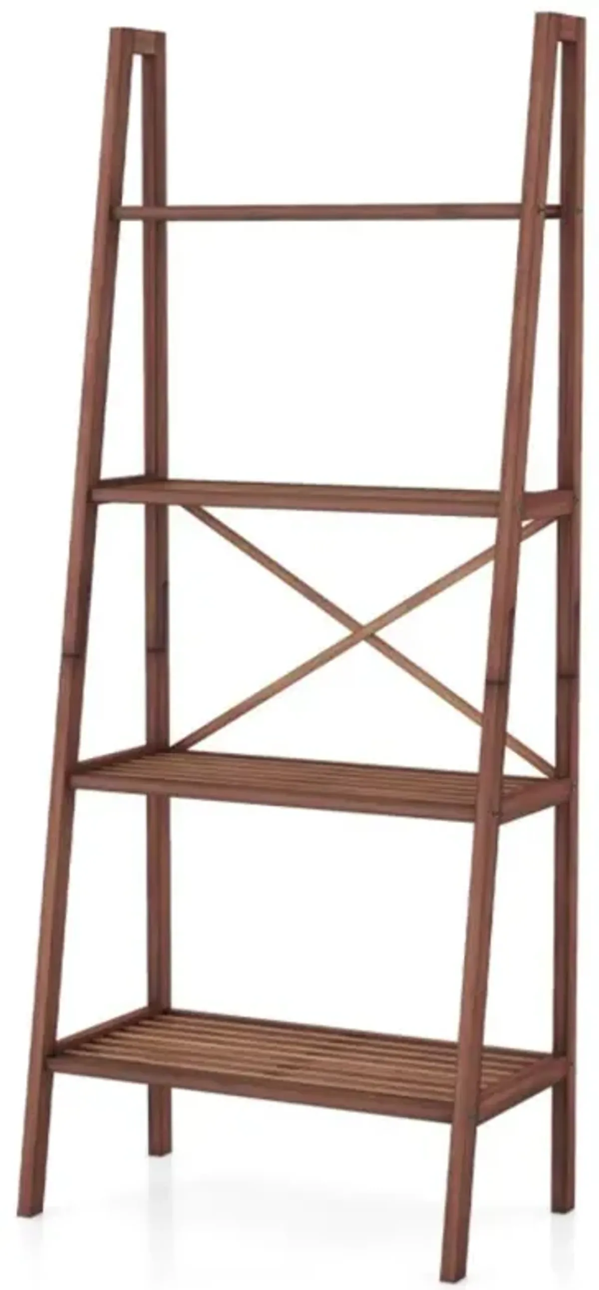 Hivvago 58 Inch 4-Tier Bamboo Ladder Bookshelf