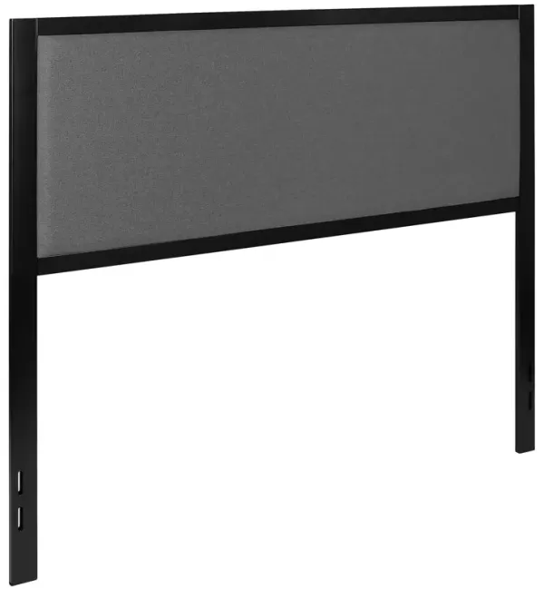Flash Furniture Melbourne Metal Upholstered Queen Size Headboard in Dark Gray Fabric