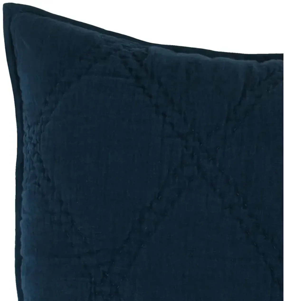 Hara 26 Inch Hand Quilted Euro Pillow Sham with Polyester Fill, Dark Blue-Benzara