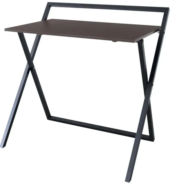 Teamson Home 22" Folding Wooden Home Office Computer Desk with Metal Base, Natural/Black