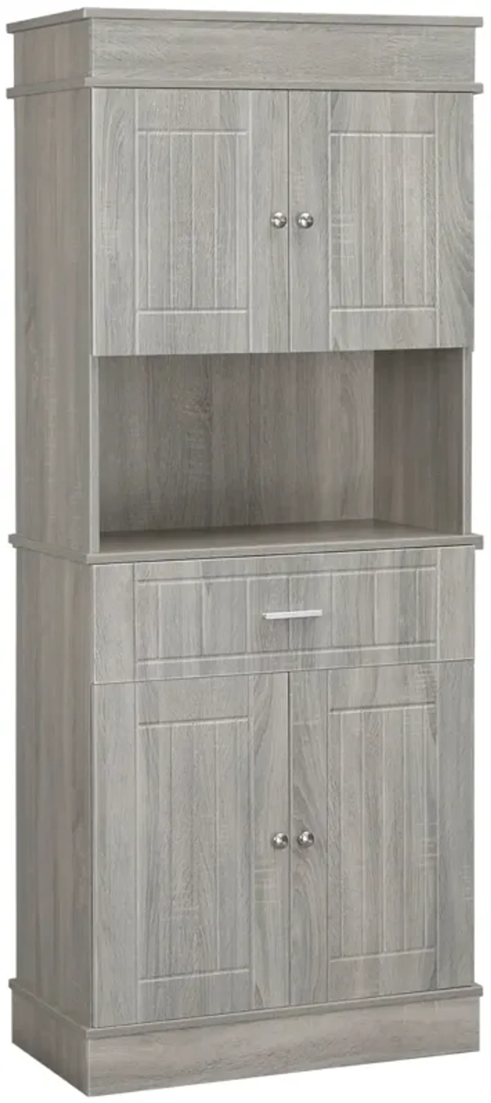 Gray Wood Kitchen Hutch: 72" Cabinet with Drawer & Countertop