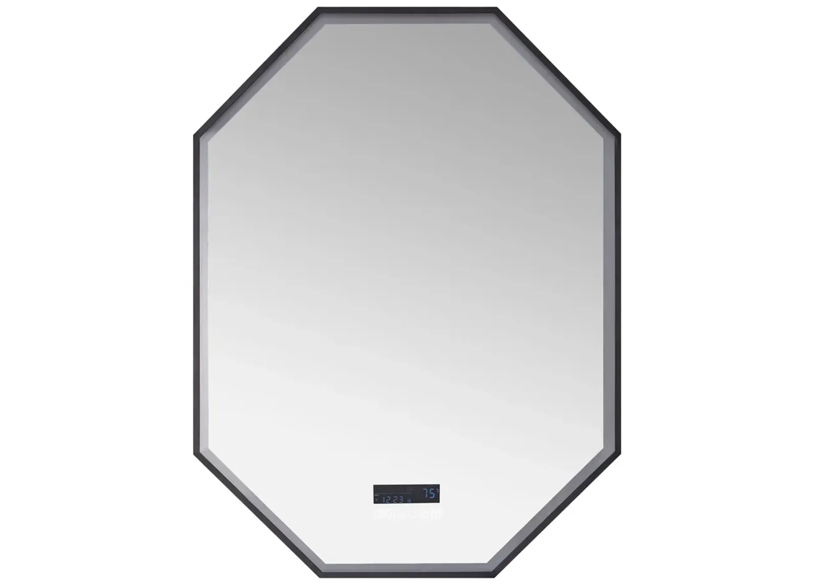 OTTO LED Octagon Black Framed Mirror with Bluetooth and Digital Display