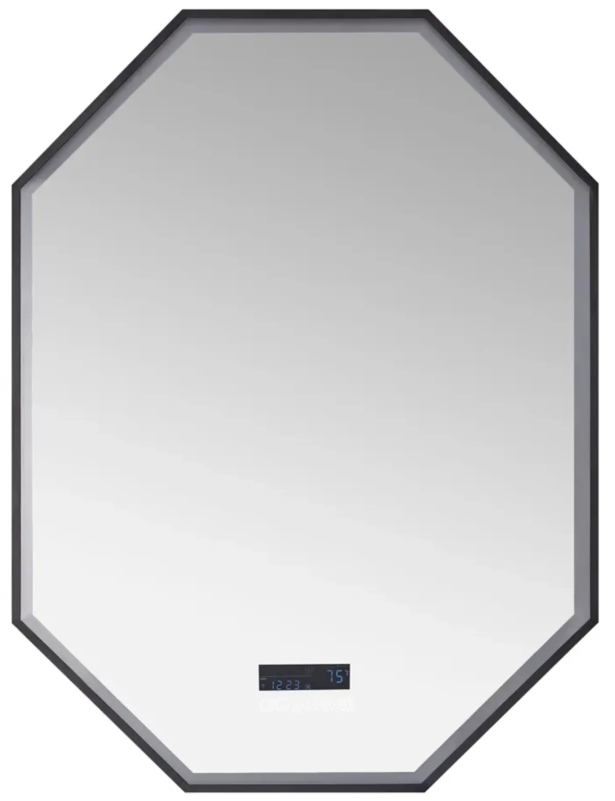 OTTO LED Octagon Black Framed Mirror with Bluetooth and Digital Display