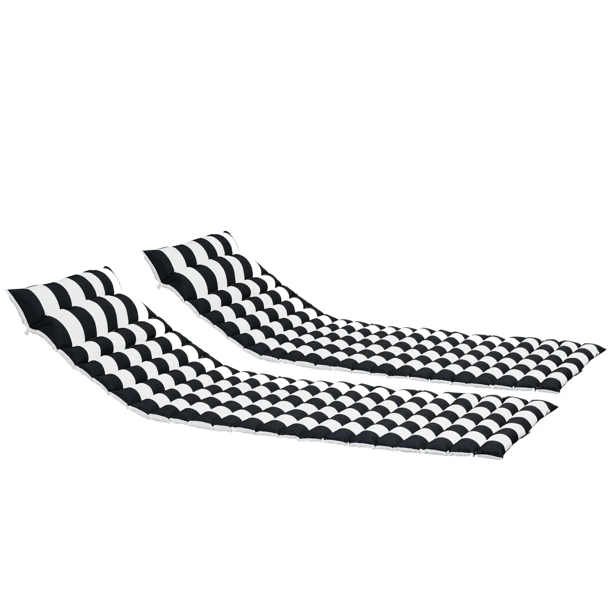 2 PCS Set Outdoor Lounge Chair Cushion Replacement Patio Furniture Seat Cushion Chaise Lounge Cushion-BLACK-WHITE