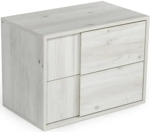 Wooden Nightstand with 2 Self Closing Drawers, White - Benzara