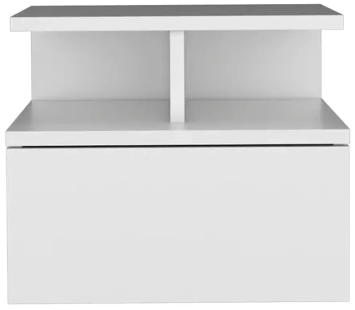 Adele Floating Nightstand with Drawer and Open Storage Shelves- White